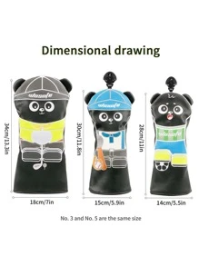 1 pieza Funda con diseño de dibujos animados PU palo de golf - Negro - Ver 8