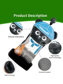 1 pieza Funda con diseño de dibujos animados PU palo de golf - Negro - Ver 3