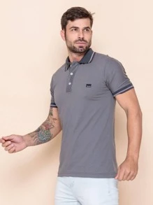 Men Polo Shirts - 灰色 - 查看 3