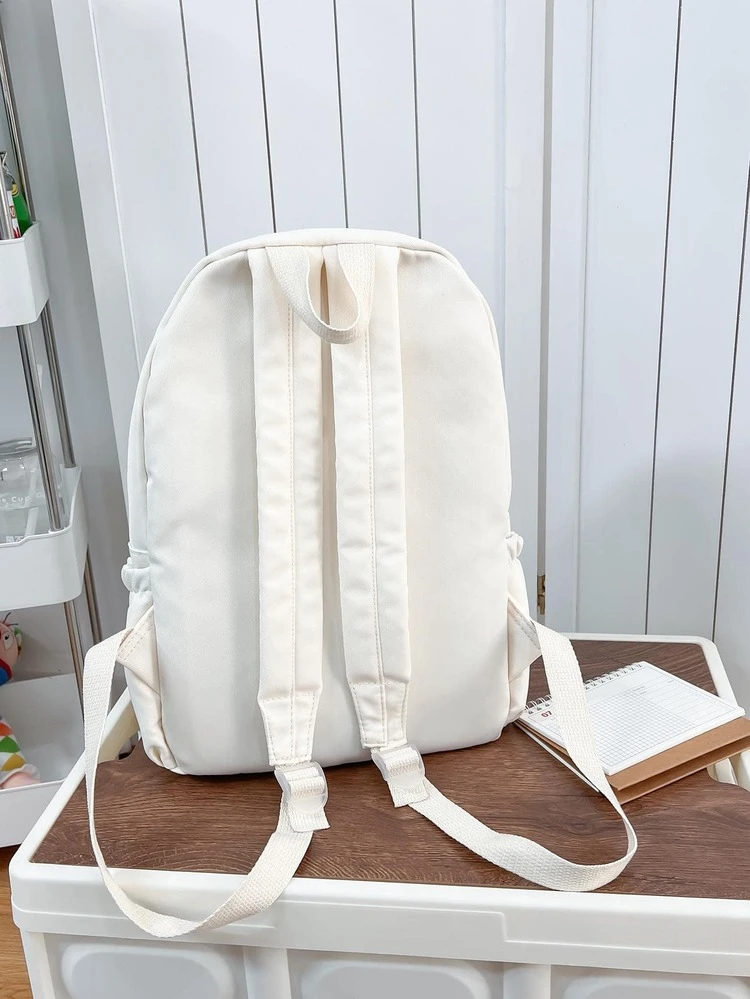 MINGHONG Nhẹ , Có thể mang đi Trang trí ngôi sao Ba lô Cổ điển Trung bình Dây kéo Sẵn sàng - Màu be - Xem 3