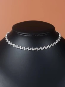 1 pieza con diseño de diamante de imitación Pulsera & 1 pieza Collar & 1 par Pendientes
