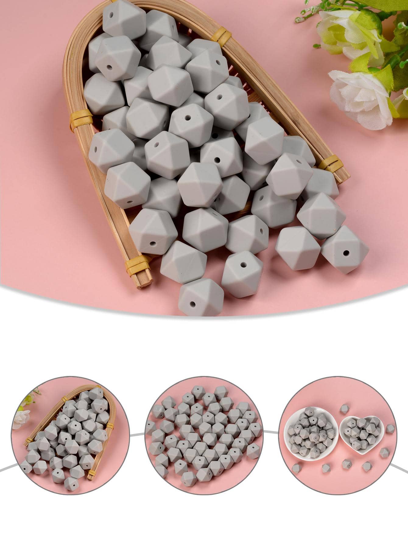 50pcs/set Creative Silicone Geometric DIY Bead For Women For DIY Jewelry Making