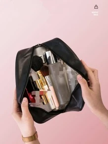 1入組字母圖案化妝收納袋 - 黑色 - 查看 1