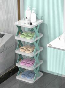 1入組PP鞋櫃，現代雙色多層鞋架收納架和地板儲物櫃 - 藍色 - 查看 2