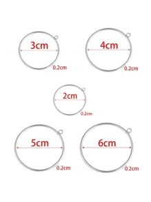 10 cái Thép không gỉ 20 30 40 50 60 mm Lớn Váy rộng Dangle khung viền Hoa tai Phụ kiện trang sức DIY Hoa tai - Bạc - Xem 7