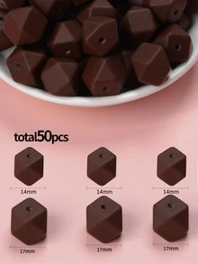 50pcs/set Creative Silicone Geometric DIY Bead For Women For DIY Jewelry Making - Multicolor - View 2