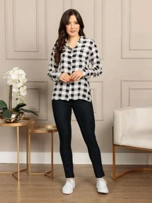 Plus Size Blouses - Black and White - View 3