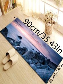 1入組大海圖案現代滌綸防滑地毯適用於客廳和臥室 - 彩色 - 查看 6