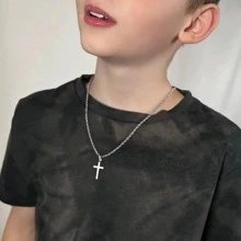 Layered Cross Pendant Necklace for Men Fathers Day Gifts Gold Silver Black Stainless Steel Mens Cross Pendant Necklaces Cross Chain Layered Rope Chain Cross Pendant Necklace for Men Women Girls 20 Chain Inch Necklace With 22 Inch Cross Pendant Necklace - Vàng - Xem 5