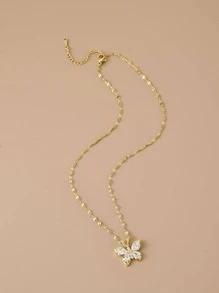 1 Stück Halskette mit Schmetterling aus rostfreiem Stahl und Zirkonia, asymmetrisches mehrfarbiges Design, luxuriöses Geschenk für Frauen