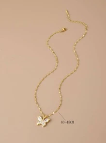 1 Stück Halskette mit Schmetterling aus rostfreiem Stahl und Zirkonia, asymmetrisches mehrfarbiges Design, luxuriöses Geschenk für Frauen