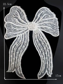 1入組彈性纖維DIY蝴蝶結，創意珠飾服裝裝飾縫紉輔料 - 白色 - 查看 4