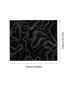 1入組抽象圖案海灘防水野餐墊 - 黑色 - 查看 2