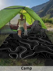 1入組抽象圖案海灘防水野餐墊 - 黑色 - 查看 7