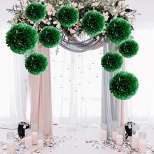 10 件/套（共 20 件）嘉年华绿色蓬松纸球，生日派对节日装饰悬挂绒球，多色 10 英寸、8 英寸纸花球婚礼装饰 - 墨綠色 - 查看 4