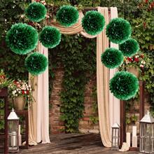 10 件/套（共 20 件）嘉年华绿色蓬松纸球，生日派对节日装饰悬挂绒球，多色 10 英寸、8 英寸纸花球婚礼装饰 - 墨綠色 - 查看 5