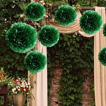 10 件/套（共 20 件）嘉年华绿色蓬松纸球，生日派对节日装饰悬挂绒球，多色 10 英寸、8 英寸纸花球婚礼装饰 - 墨綠色 - 查看 7