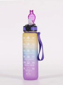 1入組漸層標語圖形水瓶，現代戶外便攜式塑料飲水瓶 - 紫色 - 查看 4