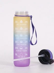1入組漸層標語圖形水瓶，現代戶外便攜式塑料飲水瓶 - 紫色 - 查看 5