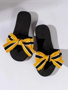 Dép trang trí nơ cho nữ, Dép polyester mùa hè thời trang - màu đen - Xem 5