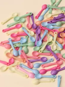 100入組時尚3D亮面亞克力彩色小匙子形自製珠寶吊墜（適用於手鍊，頸鍊，鑰匙扣，耳環，頭箍，手機掛飾，裝飾品和其他配件） - 彩色 - 查看 3