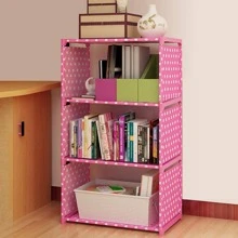Librero Y Mueble Organizador Estante Para Libros 3 Cubos BOSSCO - Rosa - Ver 1