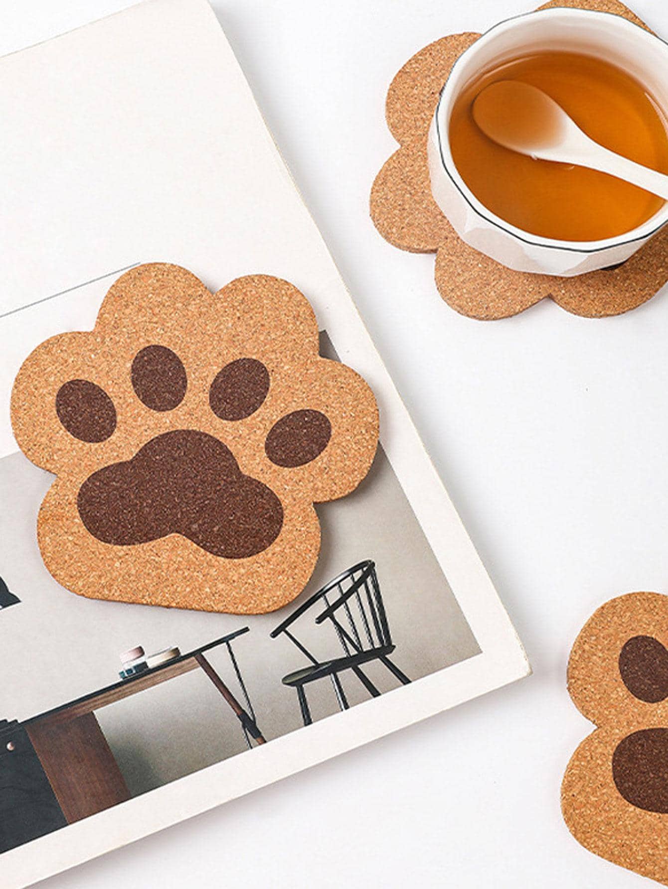 1入組爪形設計杯墊，可愛木質防滑家用桌墊 - 彩色 - 查看 1