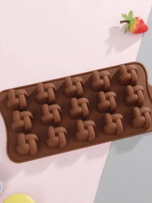 1 个 15 腔中国结巧克力模具、硅胶软糖模具、中国结食品模具、硅胶中国结巧克力模具、中国结蛋糕模具 - 咖啡棕 - 查看 3