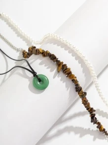 2 Cái/bộ Thời Trang Ngọc Trai Giả & Đá Trang Trí Vòng Cổ Đính Hạt & 1 Mặt Dây Chuyền Vòng Cổ Cho Nữ Dự Tiệc - Nhiều màu - Xem 6