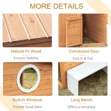 Outsunny Kids Wooden Playhouse, Outdoor Garden Games Cottage, with Working Door, Windows, Mailbox, Bench, Flowers Pot Holder, 48" x 42.5" x 53.25" - 黃色 - 查看 3