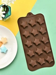 1入組矽膠巧克力創意星形設計糖果模具適用於烘烤 - 咖啡棕 - 查看 3