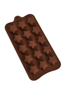 1入組矽膠巧克力創意星形設計糖果模具適用於烘烤 - 咖啡棕 - 查看 6