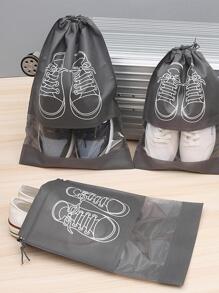 1入組灰色鞋收納現代無紡布織物旅行鞋包 - 灰色 - 查看 4