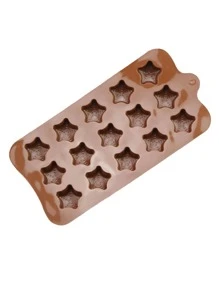 1入組矽膠巧克力創意星形設計糖果模具適用於烘烤 - 咖啡棕 - 查看 7
