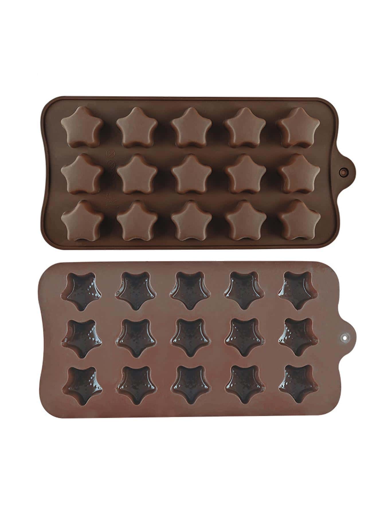 1入組矽膠巧克力創意星形設計糖果模具適用於烘烤 - 咖啡棕 - 查看 1