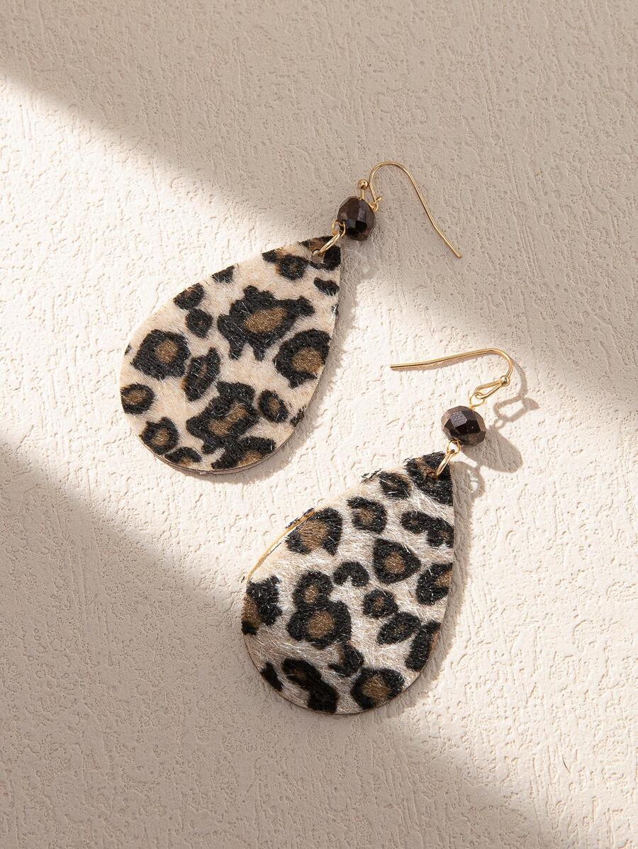 Hoa tai giọt nước họa tiết da báo - Nhiều màu - Xem 1