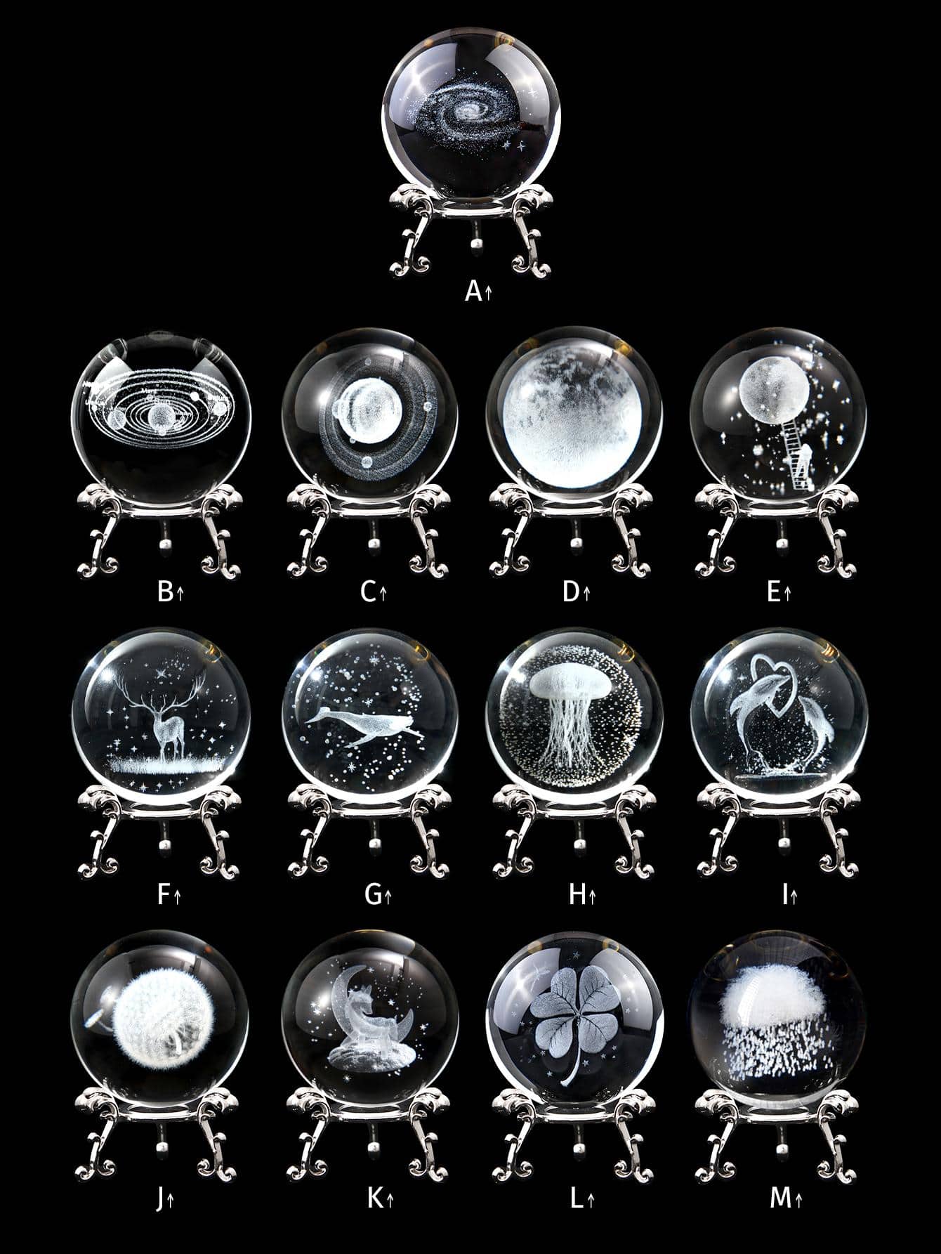 1入組水晶球設計裝飾物品 - 銀色 - 查看 1