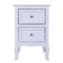 Mdf Double Bedside Table, Rustic Style Large Capacity Storage Side Table for Bedroom, Living Room, Office