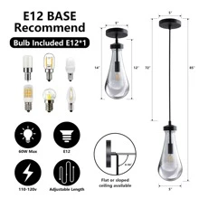 Yuexpand Modern Brass Farmhouse Pendant Lighting For Kitchen Island, Pendant Lighting Fixtures, Hanging Ceiling Light With Solid Glass Shade - 黑色 - 查看 3
