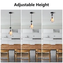 Yuexpand Modern Brass Farmhouse Pendant Lighting For Kitchen Island, Pendant Lighting Fixtures, Hanging Ceiling Light With Solid Glass Shade - 黑色 - 查看 6