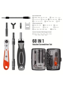 68 in 1 Ratchet Screwdriver Set, Multi-bit Ratchet Screw Drivers, Screwdriver for Home Repair Multi Tool Bits Ratcheting Screwdriver Set - Grey - View 1