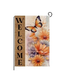 1入組滌綸花園旗幟、花卉和字母圖案戶外裝飾節日花園旗幟