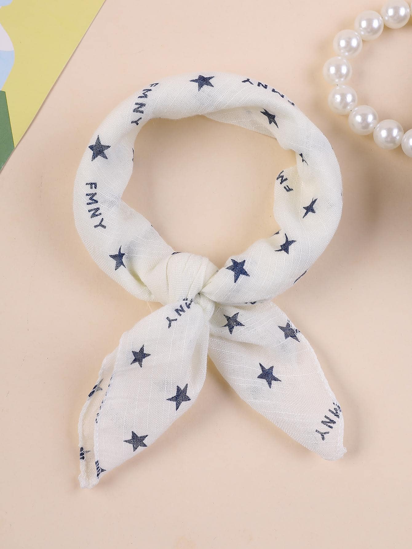 1 chiếc khăn rằn họa tiết ngôi sao cho trẻ em để trang trí hàng ngày - trắng - Xem 1