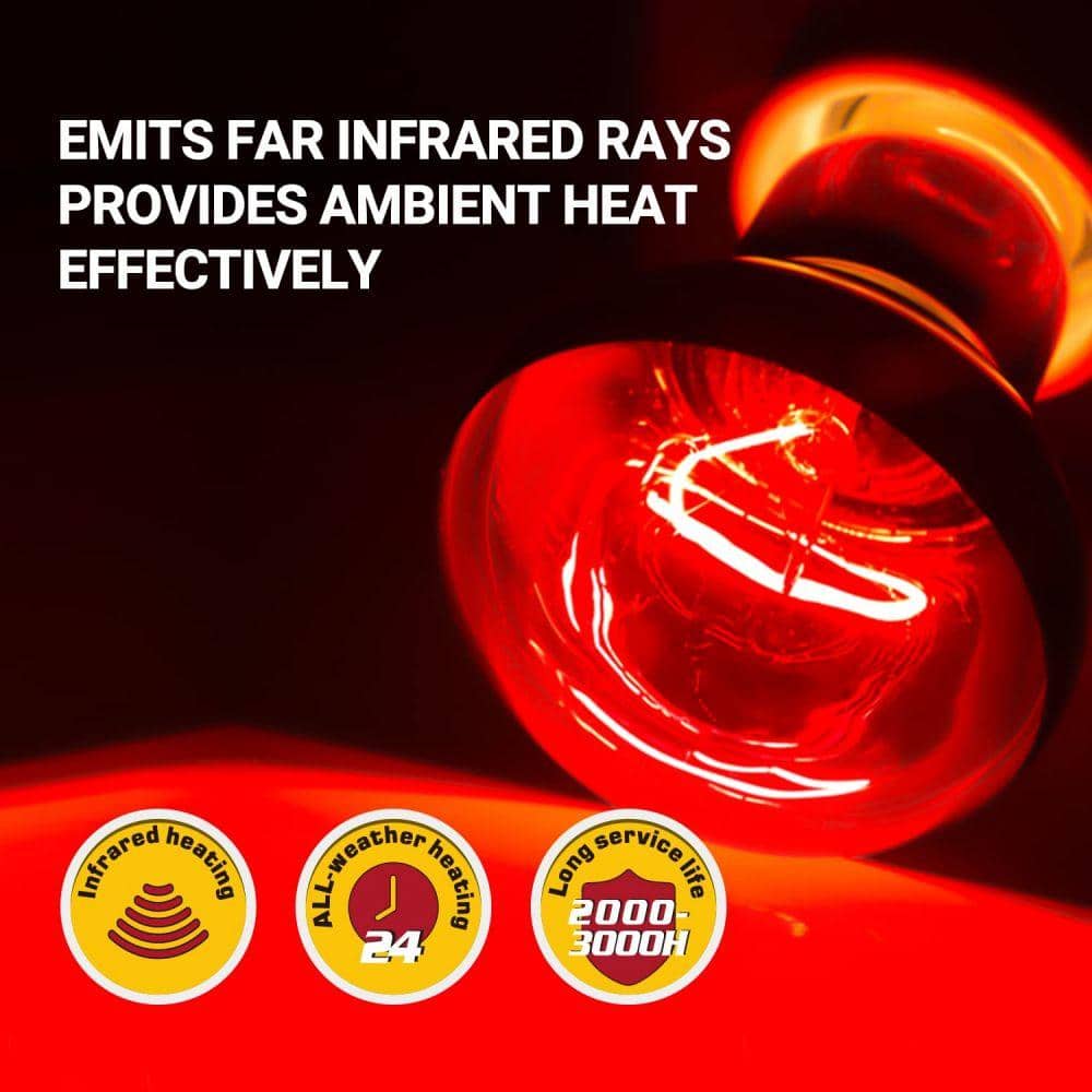 2 Pack Infrared Heat Lamp, 100W Reptile Heat Emitter Infrared Basking