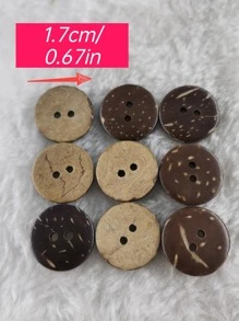 30入組/包自然椰子貝殼2孔鈕扣套裝,耐用,適用於孩子們服裝和家紡鈕扣配件 - 卡其色 - 查看 3