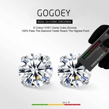 2入組/套時尚不銹鋼方晶鋯石耳釘適合男士女士日常裝飾 - 白色 - 查看 4