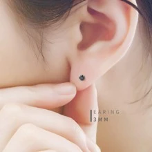 2入組/套時尚不銹鋼方晶鋯石耳釘適合男士女士日常裝飾 - 黑色 - 查看 5