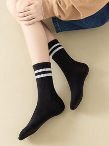 6pairs Women Striped Pattern Casual Crew Socks For Daily Life - Multicolor - View 6