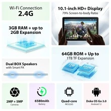 Blackview Android 12 Tablet, 10.1 Inch Tablets Tab 7 WiFi 3GB RAM 64GB ROM With 1TB Expand, 6580mAh Battery Tablet PC IPS HD+ Display, GMS Certified 5MP Wi-Fi Tablet For Kids, Christmas Gifts, Valentine Gifts - Màu xanh lam - Xem 2