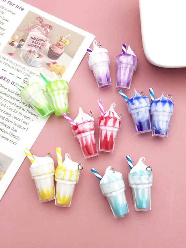 12pcs/Set Cute Fashion Resin Acrylic Ice Cream DIY Pendant Charms For Earrings Necklaces Jewelry Making Accessories